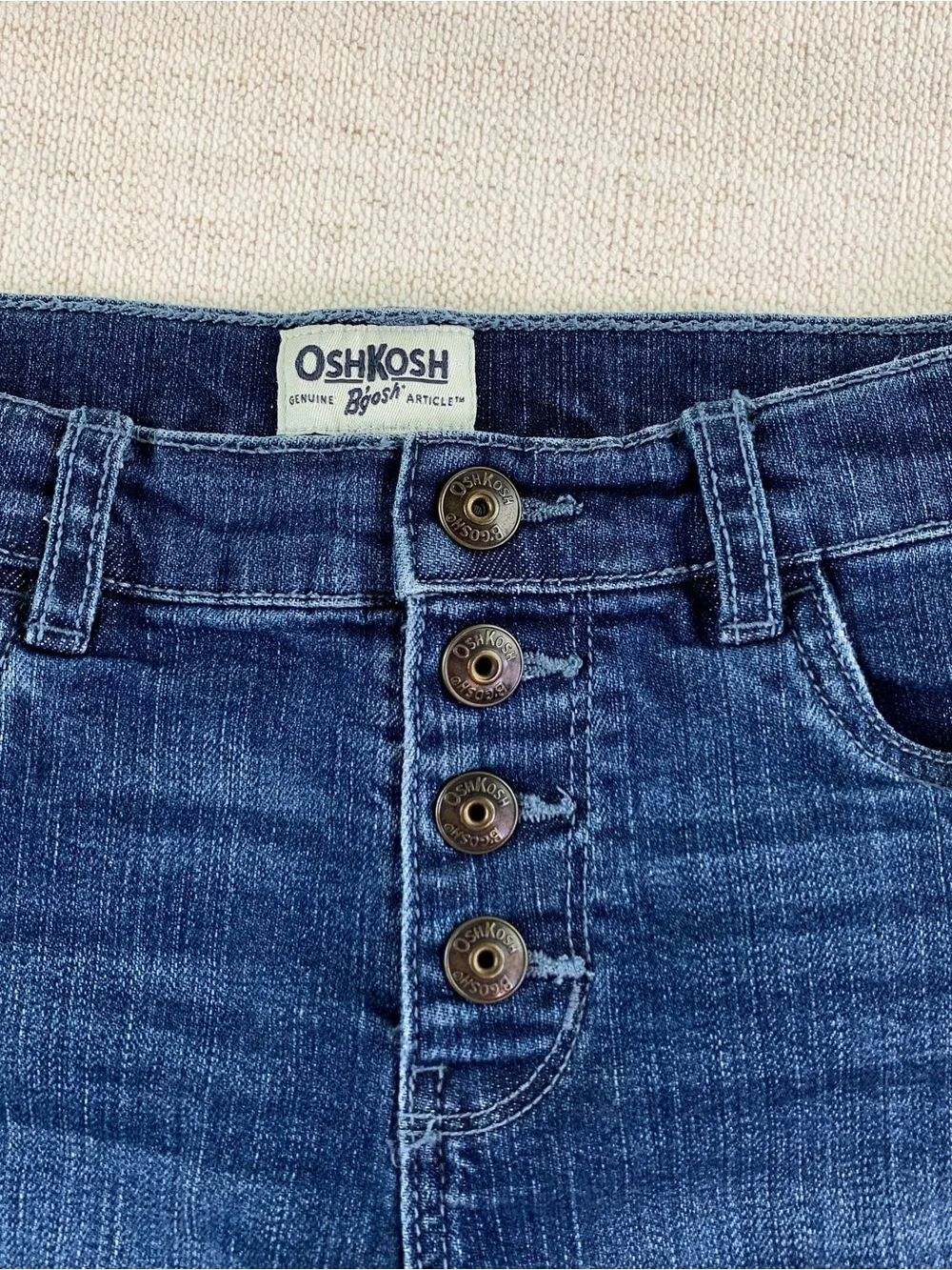 OshKosh girl's Dark Blue Denim Shorts snapped button adjustable waist size 8
